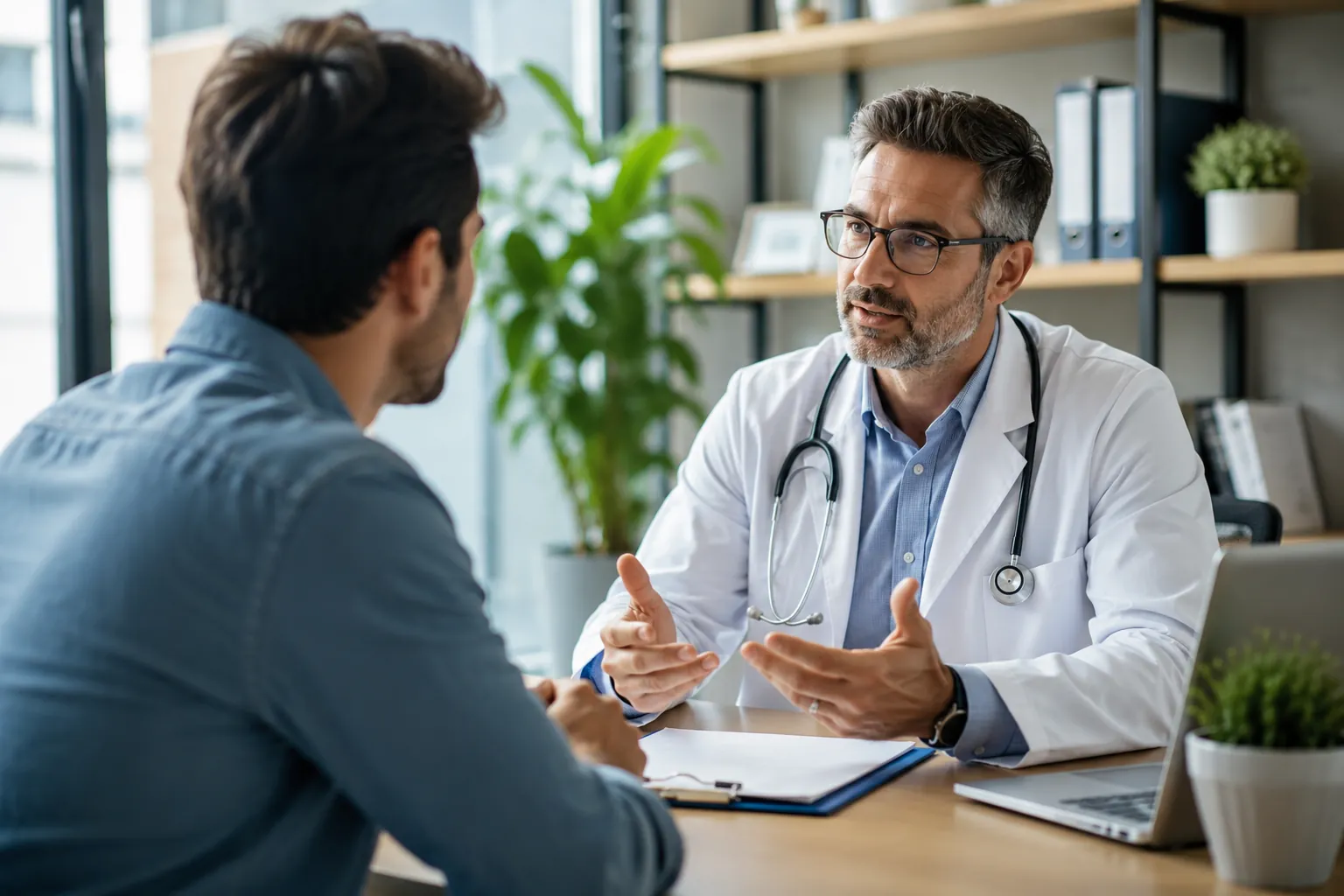 Adult patient in consultation with internal medicine doctor discussing ADHD symptoms in Los Angeles
