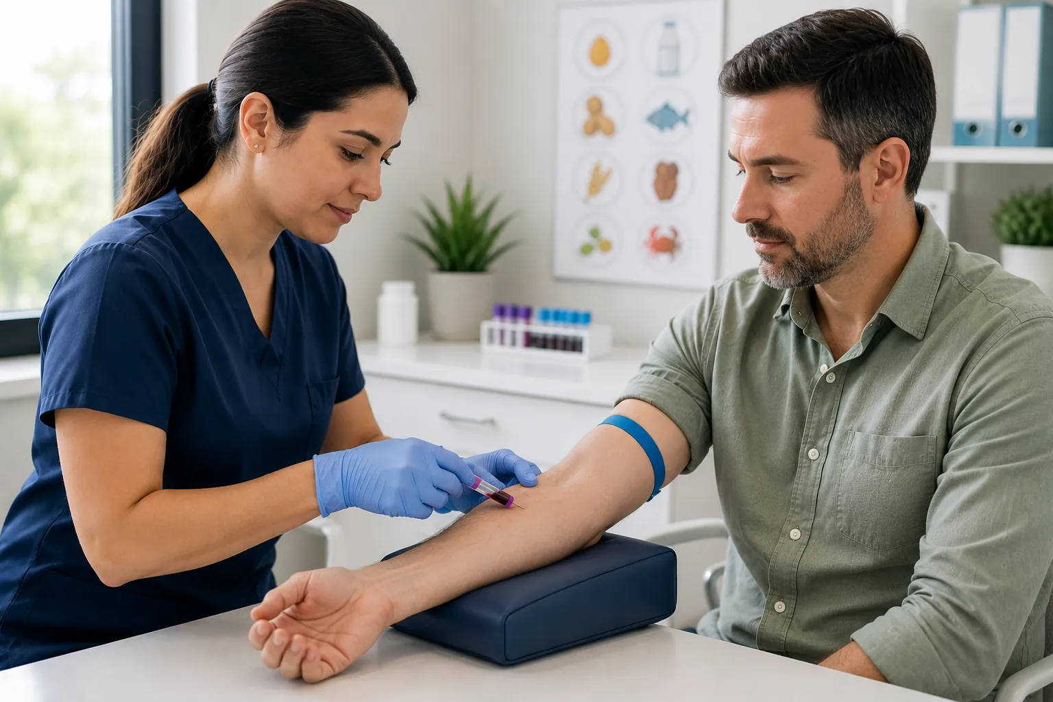 Blood sample being drawn for food allergy testing in Los Angeles